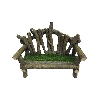 Mini Wooden Bench with Moss by ArtMinds - Bohemian Fairy Garden Decor