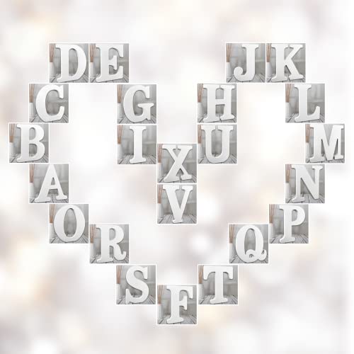 AOCEAN 8 Inch White Wood Letters, Unfinished Wooden Letters for Wall Decor Decorative Standing Letters Slices Sign Board Decoration for Craft Home AOCEAN