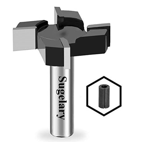 CNC Spoilboard Surfacing Router Bit, 1/2 Inch Shank Carbide Tipped Surface Planing Bottom Cleaning Cutter Slab Flattening Router Bit, Wood Milling Sugelary