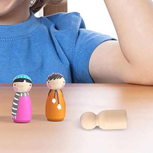 Gadpiparty 30pcs Unfinished Wood Peg Dolls Small Wooden Sculpture DIY Painting Wooden Ornament Craft Children Toys for New Year Festival Decorations Gadpiparty