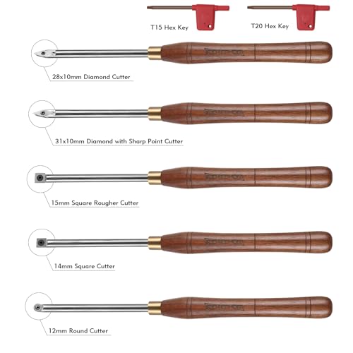 IMOTECHOM 5-Pieces Carbide Tipped Woodturning Tools Lathe Chisel Set with Stainless Steel Blade, Wooden Box IMOTECHOM