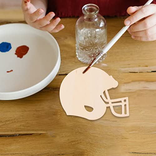 Football Ornament Football Ornament 40pcs Unfinished Wood Shape Football Theme Football Helmet Shaped Wood Slices Blank Football Cutout for DIY Craft EXCEART