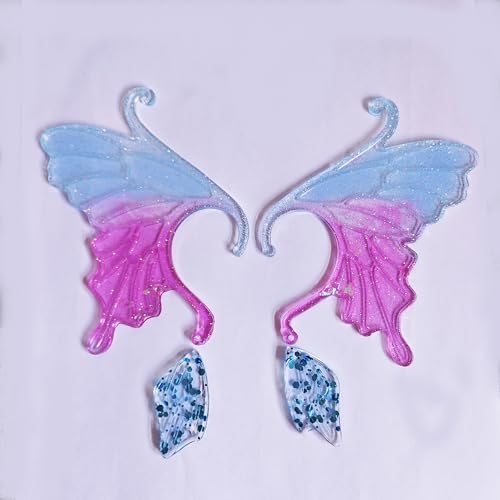 5 Set Earrings Silicone Resin Mold Ear Loop Butterfly Shaped Epoxy Silicone Casting Molds Hoops for Rings Jewelry Ornament Earring Eardrop Hooks, 3D Qinlunuho