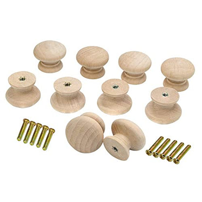 10PCS Round Wood Drawer Knob Unfinished Cabinet Furniture Drawer Knobs Mushroom Shape Pulls Handles Hardware for Drawer Wardrobe Dresser…