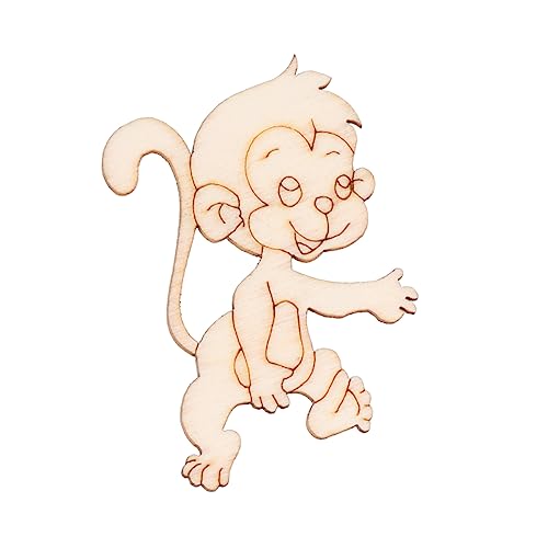 VILLCASE 60 pcs Christmas Tree Hanging Ornaments Unfinished Wood Monkey Cutout Shapes Wood Letters Crafts Christmas Desktop Decor Desk Topper DIY VILLCASE