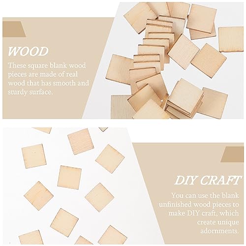 Amosfun 200 Pcs 10mm Wooden Coasters Wood- Burning Blanks Blank Tiles for Crafts Rounds Unfinished Plank Squares Craft- Square Wood Slices Blank Wood Amosfun