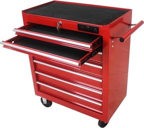 Entcook Rolling Tool Chest with 7 Drawer, Tool Box with Wheels, Heavy Duty Industrial Service Cart Storage Organizer with Locking System, Rolling