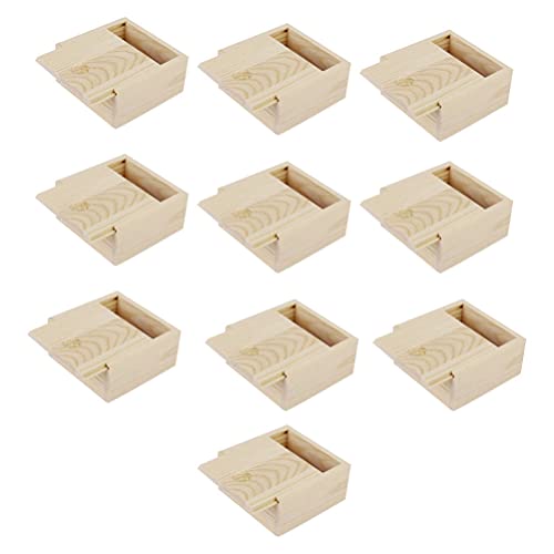 10pcs Wooden Unfinished Box Bamboo Soap Dish Natural Wood Soap Box with Lid Bar Soap Tray Holder for Bathroom Counter Shower Mini Wooden Jewelry Box DOITOOL