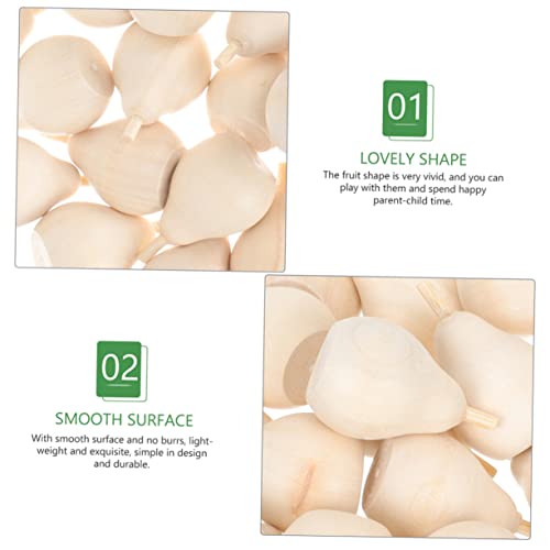 Artibetter 40pcs Wooden Fruit Ornaments Artificial Pear Unfinished Wooden Crafts DIY Unpainted Fruit for Crafts DIY Fruit Crafts Wooden People Peg ARTIBETTER