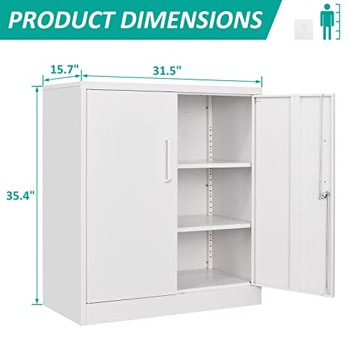 SISESOL Steel Storage Cabinet Office Cabinet with Shelves and 2 Doors, Metal Storage Cabinet Locking Steel Storage Cabinet,Locker Steel Counter SISESOL