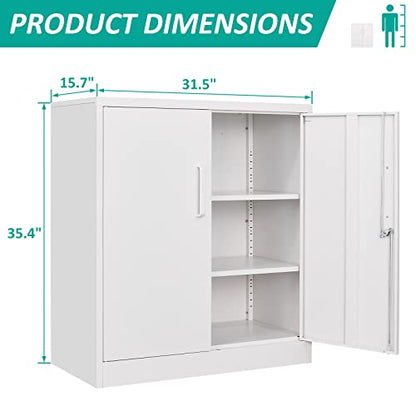SISESOL Steel Storage Cabinet Office Cabinet with Shelves and 2 Doors, Metal Storage Cabinet Locking Steel Storage Cabinet,Locker Steel Counter