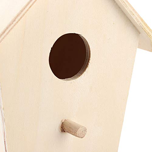 Wooden Bird House Unfinished Hanging Cords Birdhouse for Outdoor Bluebirds Finchs Chickadees Swallows DIY Kids Educationa 7.1 x 3.9 x 5.1 in Buachois