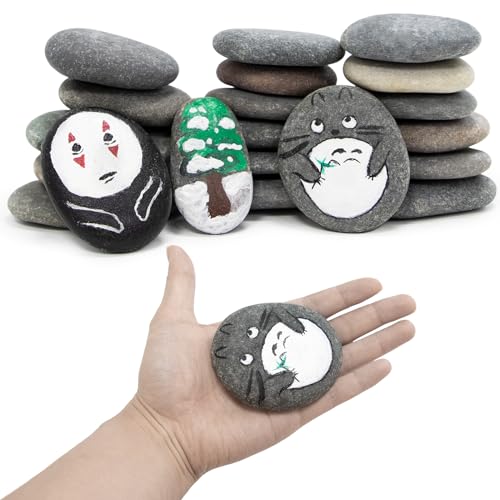 Markdang Rocks for Painting 20 Pcs 2.2-3.2” River Rocks for Paint Rock Natural Flat & Smooth Stones for Painting for Kids & Adult Craft Gift