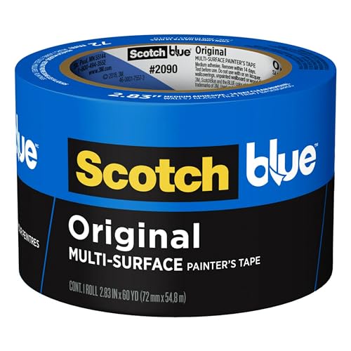 Scotch Painter's Tape Original Multi-Surface Painter's Tape, 2.83 Inches x 60 Yards, 1 Roll, Blue, Paint Tape Protects Surfaces and Removes Easily, - WoodArtSupply