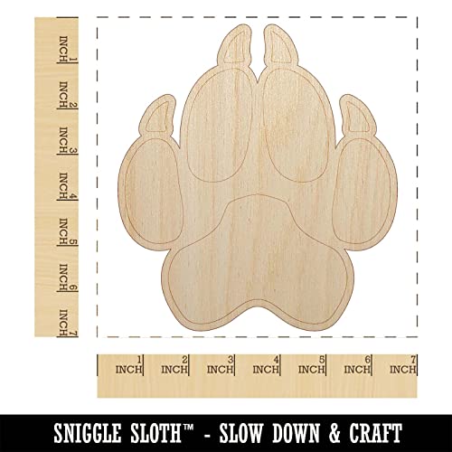 Wolf Coyote Paw Print Unfinished Wood Shape Piece Cutout for DIY Craft Projects - 1/8 Inch Thick - 6.25 Inch Size Sniggle Sloth