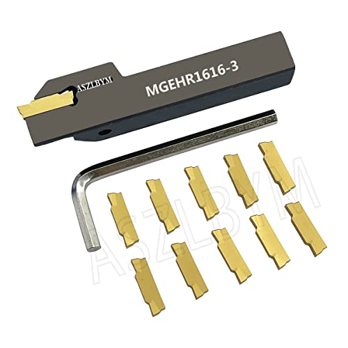 ASZLBYM Lathe Grooving Tool Holder Grooving Cut-Off Tool Holder MGEHR1616-3 With 11pcs MGMN300-M Indexable Carbide Grooving Inserts ASZLBYM