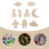 Home Decor Decor Decoration 27pcs Unfinished Wood Space Slices Blank Wood Astronaut Discs Spaceship Alien Chips DIY Arts Crafts for Space Themed EXCEART