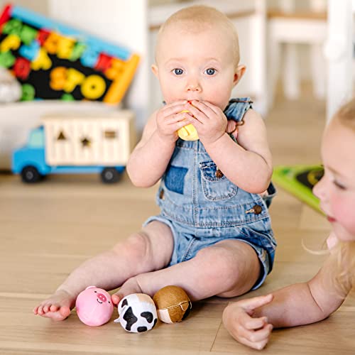 Melissa & Doug Rollables Farm Friends Infant and Toddler Toy (4 Pieces), 4 soft, round animal toys - WoodArtSupply