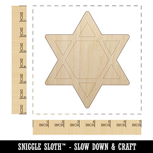 Star of David Jewish Unfinished Wood Shape Piece Cutout for DIY Craft Projects - 1/4 Inch Thick - 6.25 Inch Size Sniggle Sloth