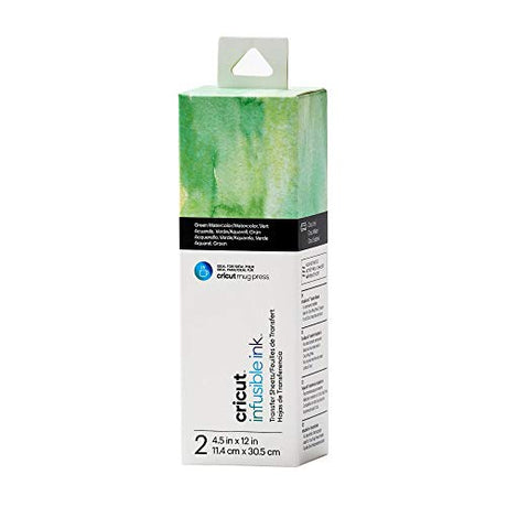 Cricut Infusible Ink Transfer Sheets - 4.5" x 12" - Green Watercolor Pattern - For Cricut Mug Press, Maker, Explore Air 2 Cricut