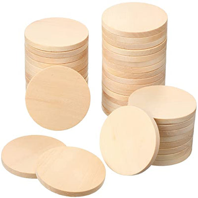 50 PCS 2 Inch Natural Wood Slices 0.2 Inch Unfinished Round Wooden Discs Wooden Circle Wooden Tag Thick Wood Blank for DIY Arts Crafts Projects
