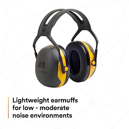 3M Peltor X2A Over-the-Head Ear Muffs, Noise Protection, NRR 24 dB, Construction, Manufacturing, Maintenance, Automotive, Woodworking,Yellow 3M Personal Protective Equipment