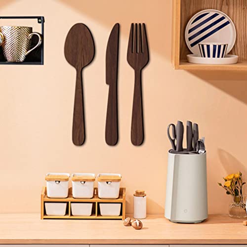 ABOOFAN 1 Set Wooden Fork Spoon Sign Room Decor Dining Room Wall Decor Kitchen Rustic Art Fork and Spoon Wall Decor Wall Decor Living Room Eat Sign ABOOFAN