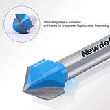 90 Degree V Groove and Round Nose Bit, Newdeli 1/4" Carbide 3D CNC Signmaking Lettering Engraving Router Bit, Woodworking Carving Cutting Tool Newdeli