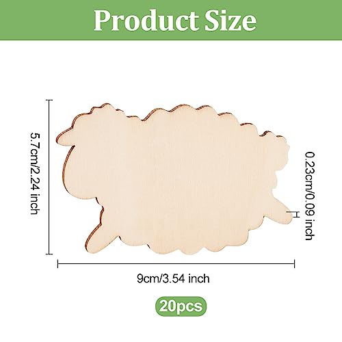 OLYCRAFT 20pcs Unfinished Wood Sheep Blank Wood Slices 3.5 Inch Sheep Wooden Pieces Unfinished Blank Slices Natural Wood Cutouts for DIY Project OLYCRAFT