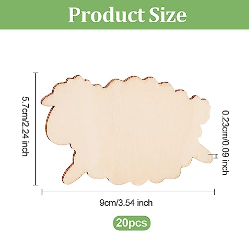 OLYCRAFT 20pcs Unfinished Wood Sheep Blank Wood Slices 3.5 Inch Sheep Wooden Pieces Unfinished Blank Slices Natural Wood Cutouts for DIY Project