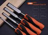 Edward Tools Harden Wood Chisel Set - Heavy Duty 4 Piece Woodworking Tools Set Includes 1/4”, 1/2”, 3/4”, 1” - Cr-V Steel with Ergo Soft Grip - Sharp Edward Tools