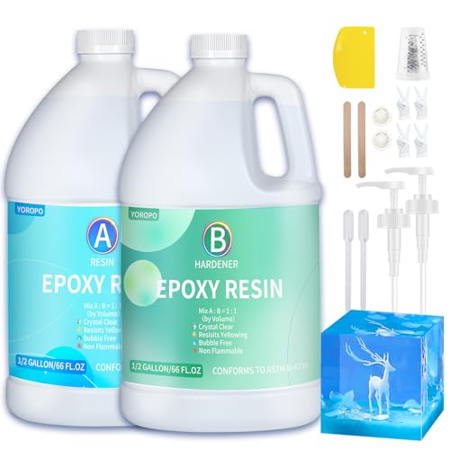 Epoxy Resin Kit - 1 Gallon Epoxy Resin Crystal Clear,Yellowing Resistant Fast Curing No Bubble for Casting Coating Art DIY Craft Jewelry Molds Wood - WoodArtSupply