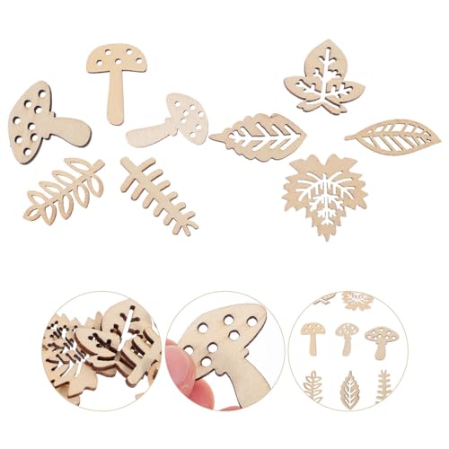 KALLORY 1 Set Unfinished Wooden Cutouts Pieces Blank Wood Slice Pieces Wooden Embellishments Wooden Plants Pieces Cutouts Craft Embellishments for KALLORY