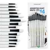 Transon 14pcs Art Painting Brush Set for Acrylic, Watercolor, Gouache, Oil and Hobby Painting White Color TRANSON