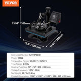 VEVOR Heat Press, Clamshell 12x10in Sublimation Transfer Printer, Digital Precise LCD Control Printing, Vinyl Heat Press for T-Shirts Bags Garments VEVOR