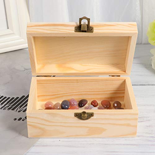 HEALLILY Unfinished Wood Jewelry Box Wooden Box with Lid and Locking Clasp DIY Craft Storage Case for Jewelry Gift Home Wedding Centerpiece