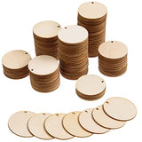200 Pieces Unfinished Wood Circles with Holes, 2 Inch Wood Circles for Crafts, Small Round Wooden Discs Wood Blanks Round Cutouts Ornaments Slices AWIZOM