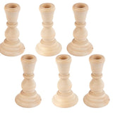 Unfinished Natural Wood Candle Sticks by Factory Direct Craft - Set of 6 Wooden Candle Holders for DIY Crafts and Decorating Made in USA (Sizes 4"H) Factory Direct Craft