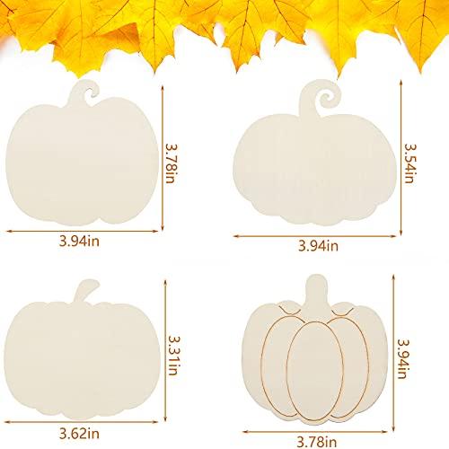 32 Pieces Wooden Pumpkin Cutout Thanksgiving Fall Crafts Pumpkins Unfinished Wood Craft Cutout Blank Paint Pumpkin Shape Cutout for Thanksgiving Jetec
