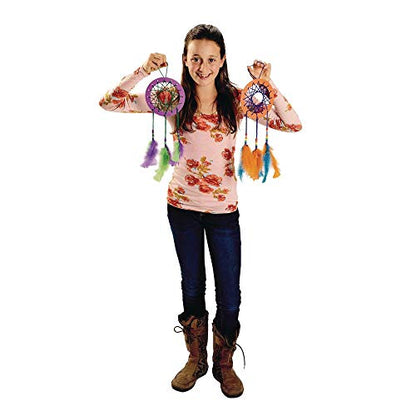 Colorations DIY Make Your Own Dream Catcher Arts and Crafts Kit Includes Rings, Beads, Feathers, Yarn Instructions - WoodArtSupply