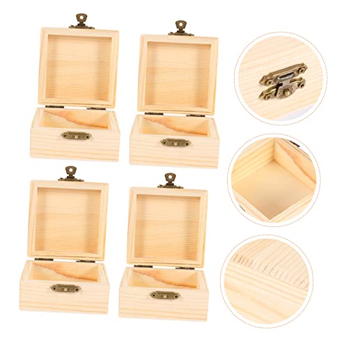 Abaodam 12 Pcs Packaging Storage Wooden Box Rustic Wooden Case Unfinished Wooden Jewelry Wood Ring Wood Trim Jewelery Organizer Earring Storage Abaodam