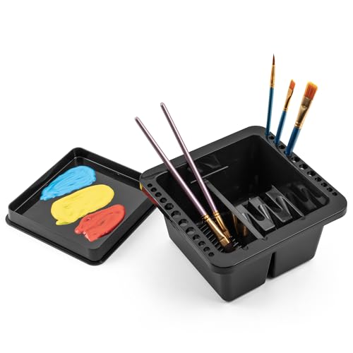 MyLifeUNIT Paint Brush Cleaner, Paint Brush Holder and Organizers for Acrylic, Watercolor, and Water-Based Paints (Black) - WoodArtSupply