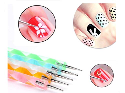 Aoshang 5 pc UV Gel Painting DIY Design Nail Art 2 Way Dotting Pen Tool Nail Art Tip Dot Paint Manicure kit