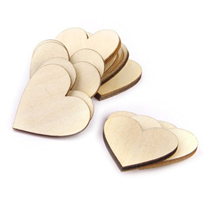 Heart Shape Wood Slices, Unfinished Wood DIY Craft, (50mm, 50pcs) - WoodArtSupply