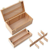 7 Elements Wooden Art Supply Storage Organizer - Large Beechwood Artist Tool Box with Drawer 7 Elements