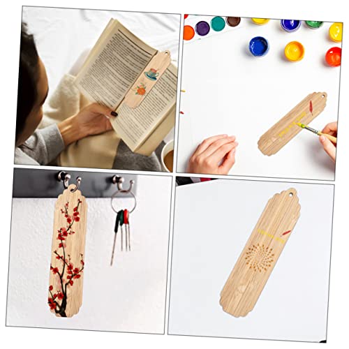 LALAFINA 30 Sets Wooden Blank Bookmark Unfinished Wood Tags Wooden Craft Bookmark Blank Bookmark with Holes Bamboo Gift Tags Wood Gift Tag Reading LALAFINA