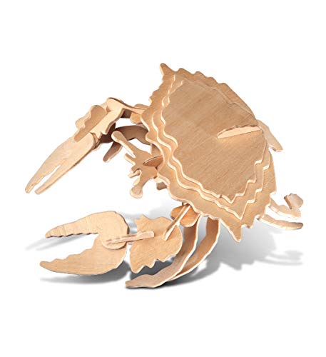 Puzzled 3D Puzzle Crab Wood Craft Construction Model Kit, Fun Unique & Educational DIY Wooden Toy Assemble Model Unfinished Crafting Hobby Sea Life Puzzled
