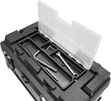 BIG RED A5519BR Torin 19" Stainless Steel and Plastic Portable Storage Tool Box Organizer with Metal Lock, Multiple Compartments, Clear Lid and BIG RED