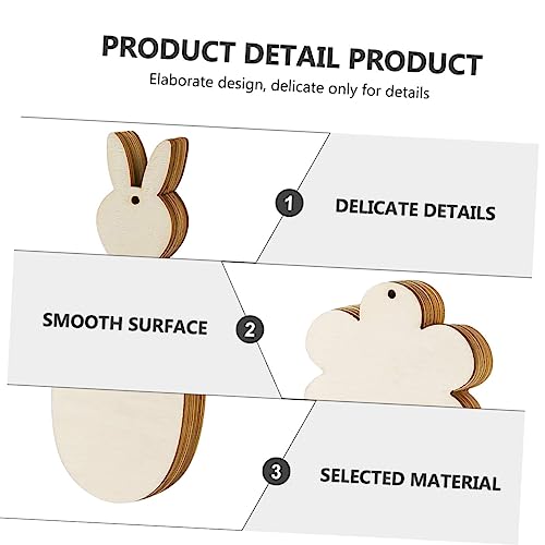 SEWOART 1 Set Easter Wood Chips Unfinished Wooden Pieces DIY Wood Chip Easter Egg Wooden Cutout Bunny Decorations Rabbit Decorations for The Home SEWOART