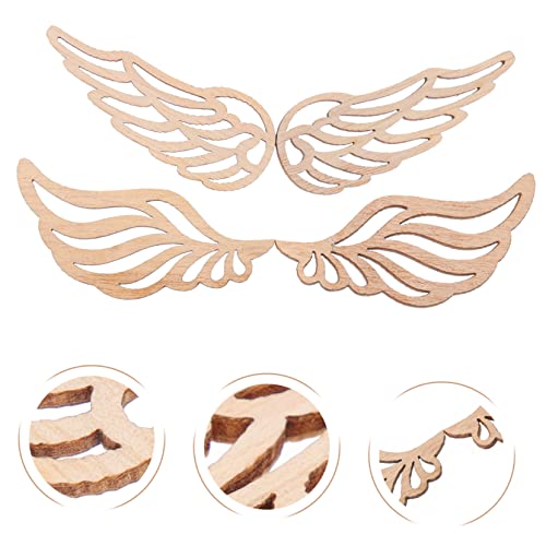 SEWACC Wedding Decorations 100pcs Angel Wings Wood Piece Wood Crafts for Blank Woon Signs Blank Labels Angel Wing Ornaments Angel Wings Cutouts